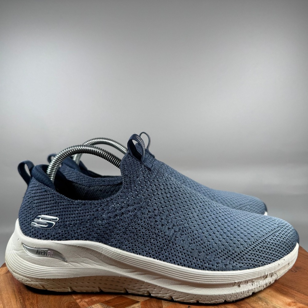 Skechers Arch Fit 150055 Womens Blue Navy Knit Slip On Sneakers Size 10